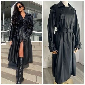 ZARA faux leather trench coat